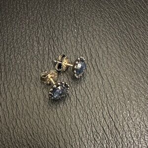 Pandora Silver and Dark Blue Earrings